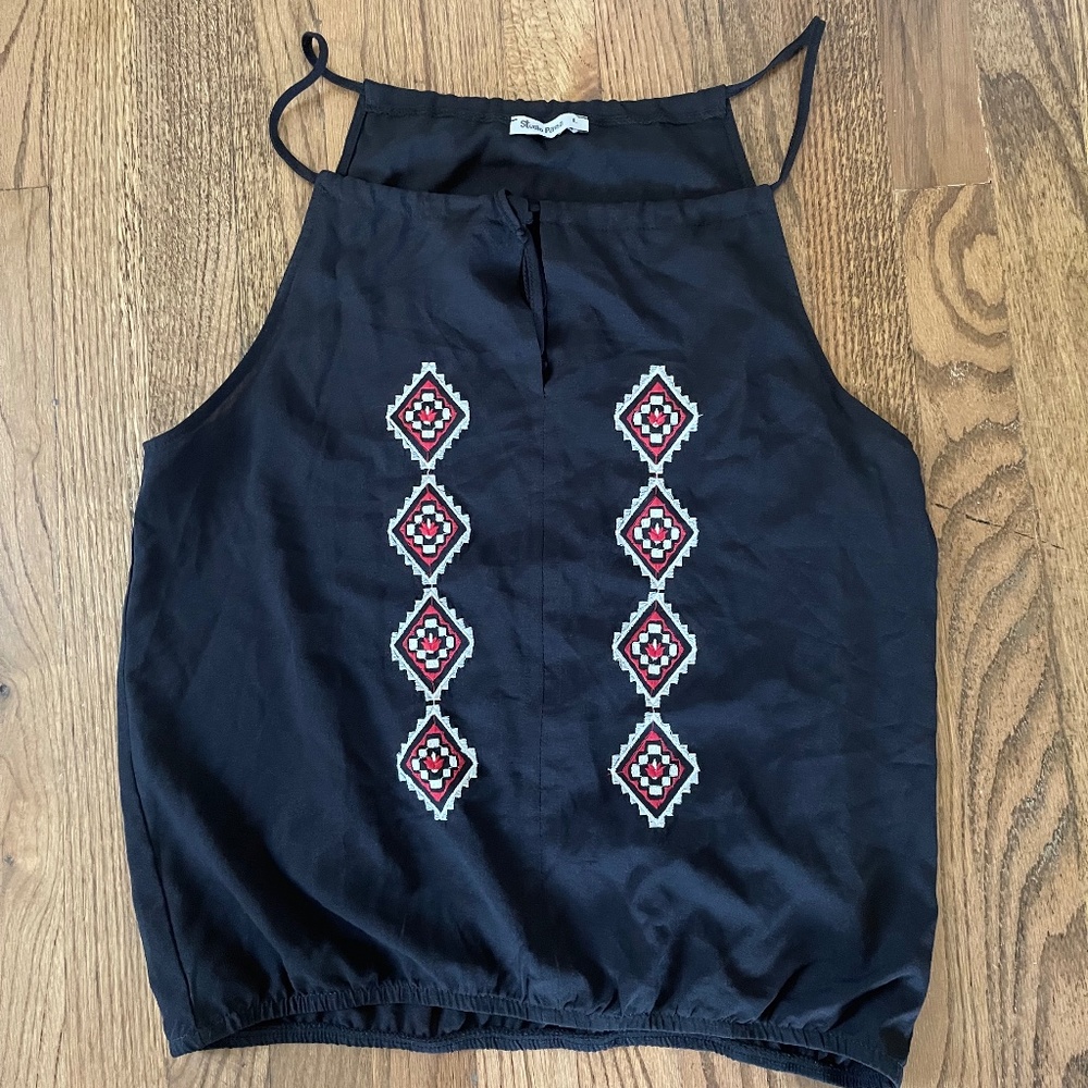 Black Tribal Detail Blouse